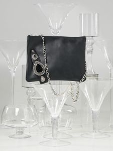 La vita Μαύρη Δερμάτινη Τσάντα με αγκράφα 500N