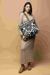 Τσάντα Ώμου Sorena Magda Boho-Black/White - Image 2