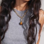 CHARM Pilgrim tiger eye pendant επιχρυσωμένο - Image 2